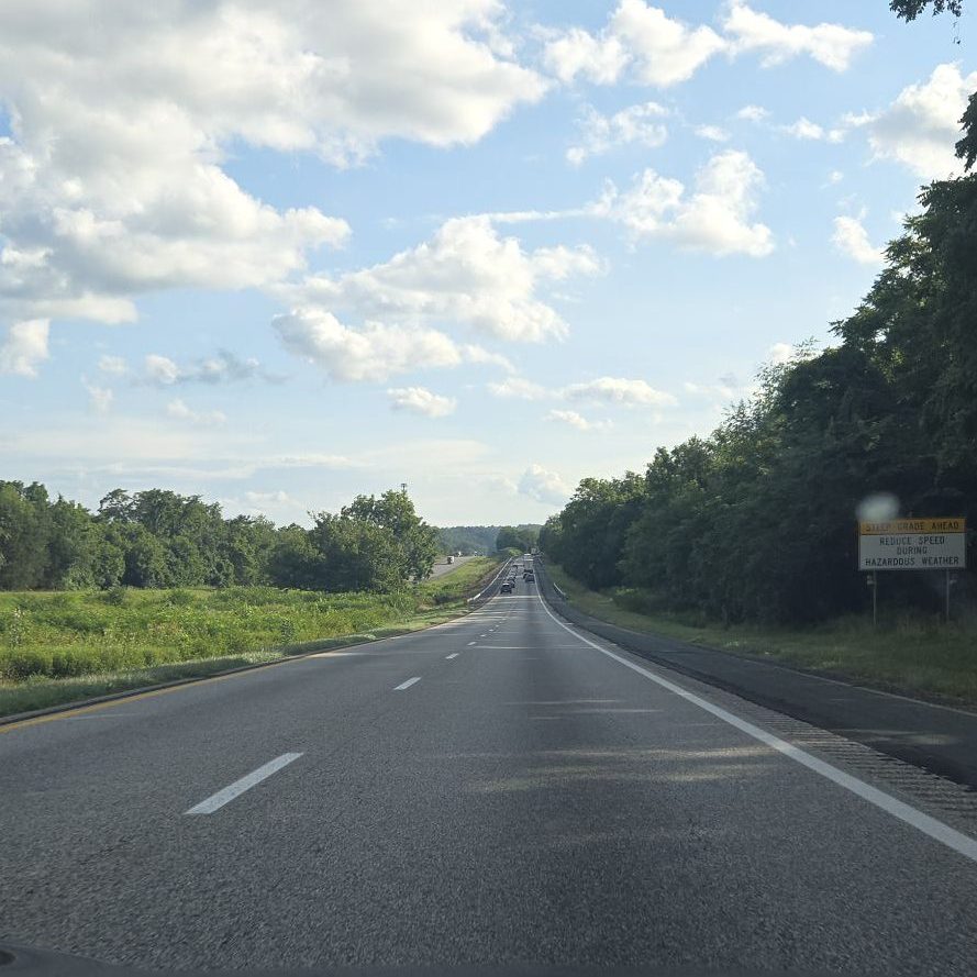 View from the windshield, somewhere along I-81